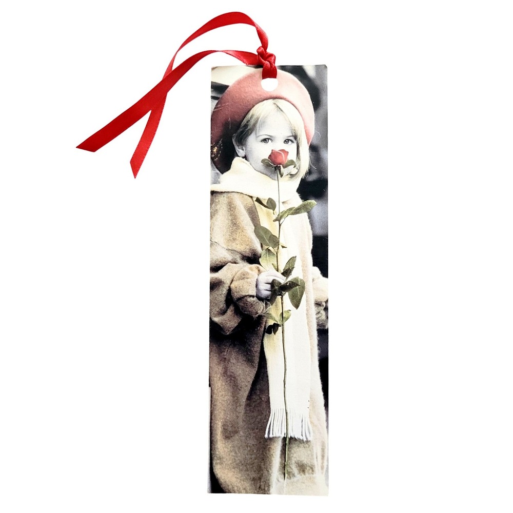 Vintage 90s "Only For You" Bookmark Kim Anderson girl child rose- Verkerke 50033